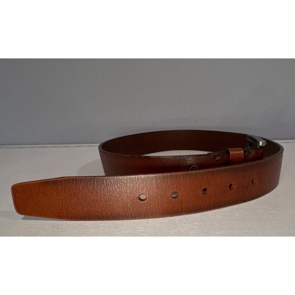 Vintage Calvin Klein Mens Leather Belt Sz 32 Brown Logo AgedPatina Supple Boho - Picture 2 of 7
